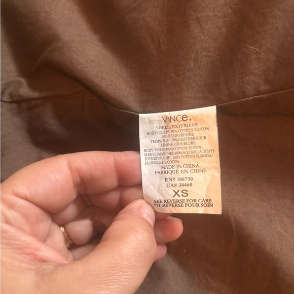 Vince Army Green Polished Cotton and Leather Utility Jacket XS - Picture 8 of 15